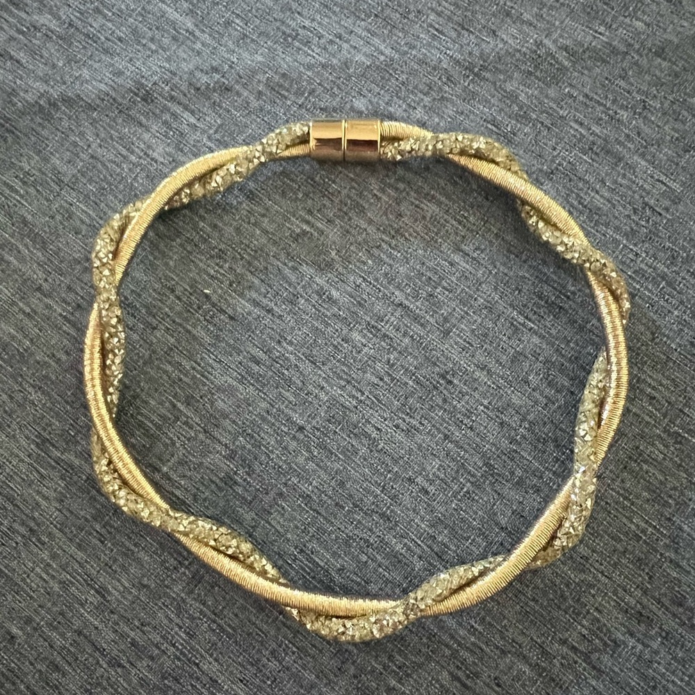NECKLACE NORDSTROM Gold & Silver Twisted 18” Rope Choker Magnetic Closure - Picture 8 of 8